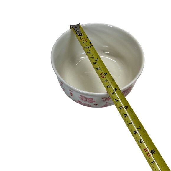 Grace Teaware Ceramic Bowl Set w/ Lids Holiday Themed Design Red Toile - Picture 4 of 6